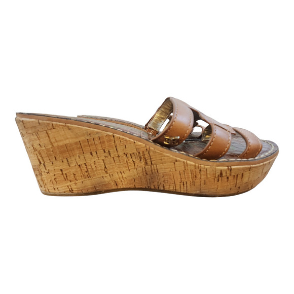 Sam Edelman Regis Slide Sandal brown cork wedge womens sz 9 leather upper - Picture 3 of 15